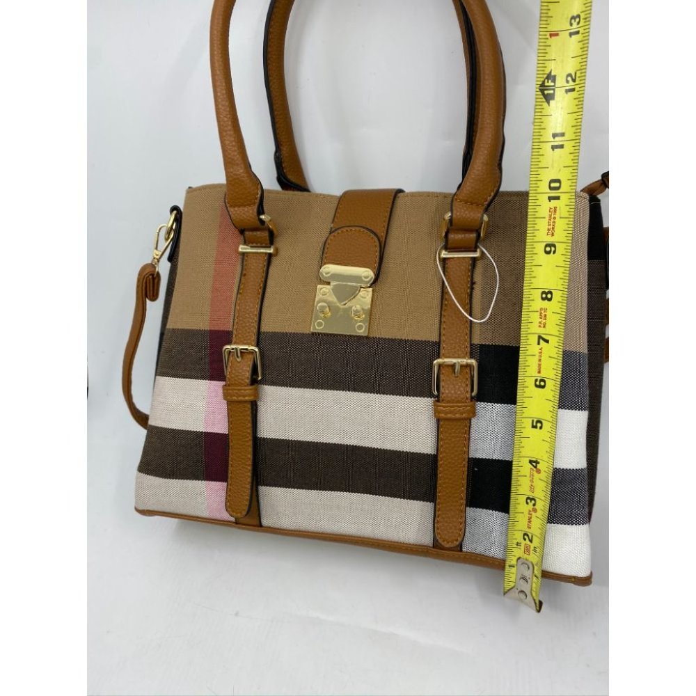 NWT! ClosetsNYC Large Plaid Tote Crossbody Bag - Picture 3 of 9